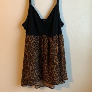 Torrid Leopard Chiffon and Black Babydoll Top 3x 3xl XXXL